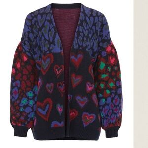 Farm Rio Heart Pattern Cardigan size small